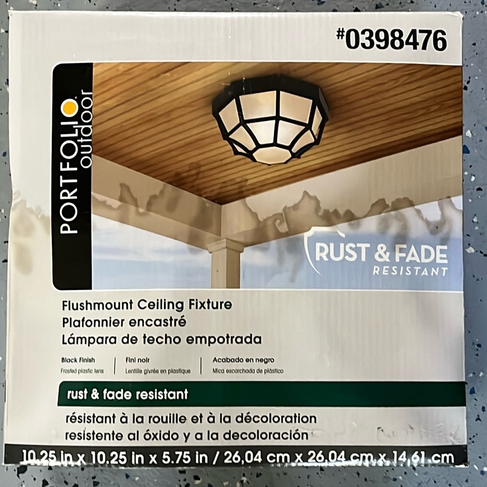 Portfolio Outdoor Flush Mount Ceiling Fixture/Light #0398476